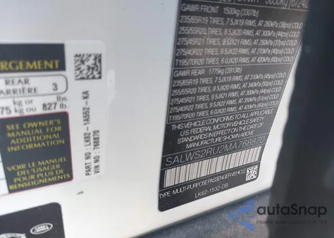 2021 Land Rover Range Rover Sport Hst Mhev from USA, damaged, VIN SALWS2RU2MA768870